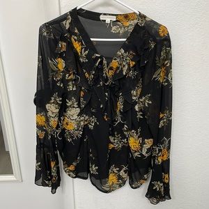 Coco + Jaimeson Sheer Work Blouse with Bell Sleeves